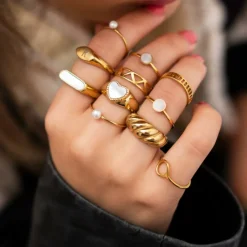 Finaste Chunky ring croissant goud kleurig New