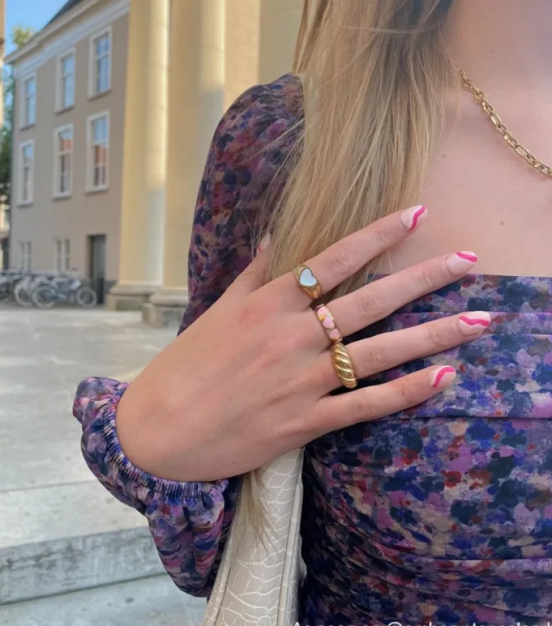 Finaste Chunky ring croissant goud kleurig New