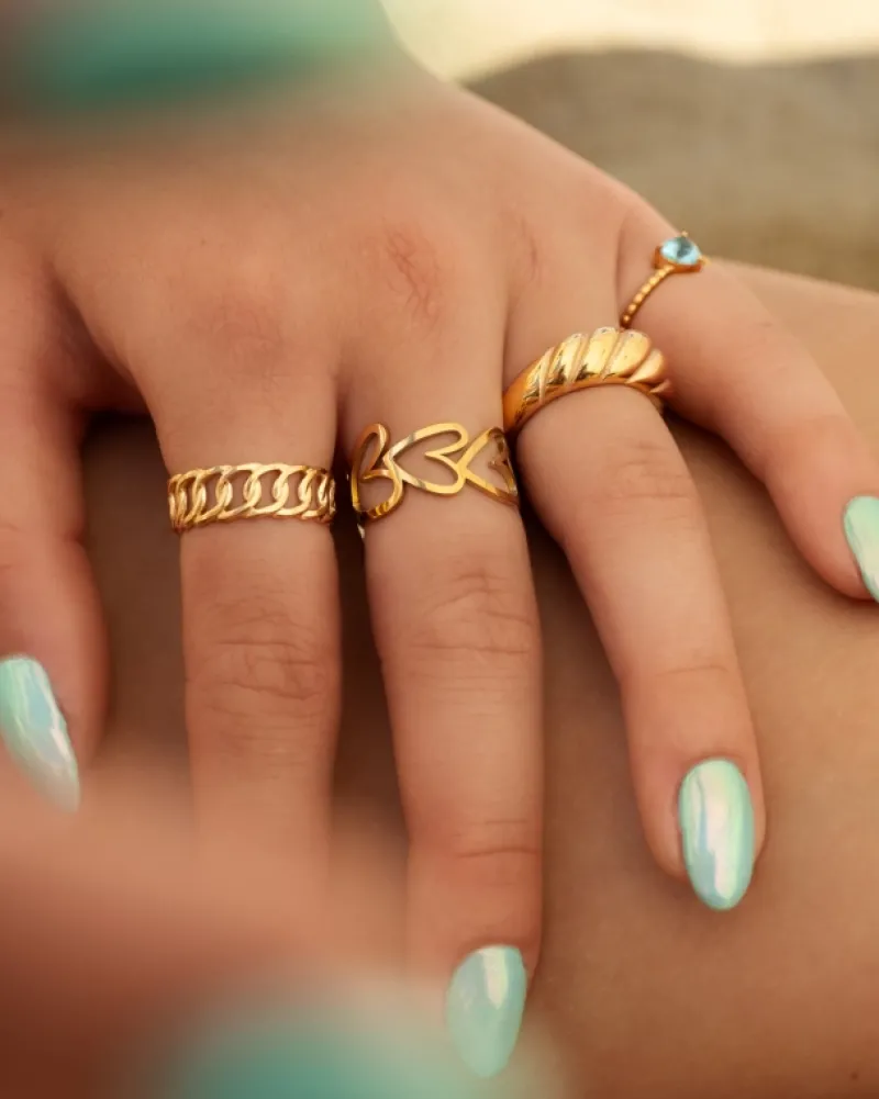 Finaste Chunky ring croissant goud kleurig New