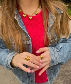 Finaste Chunky ring triple goudkleurig Fashion