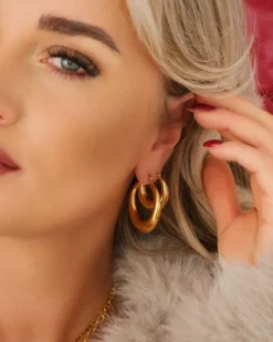 Finaste Chunky statement hoops goud kleurig Online