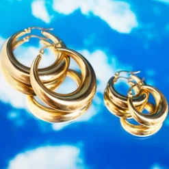 Finaste Chunky statement hoops goud kleurig Online