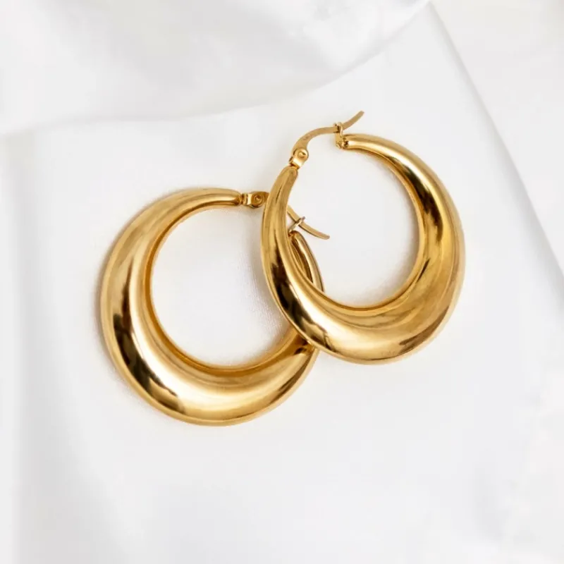 Finaste Chunky statement hoops goud kleurig Online