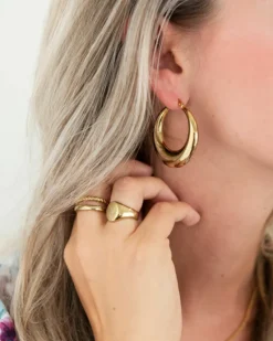 Finaste Chunky statement hoops goud kleurig Online