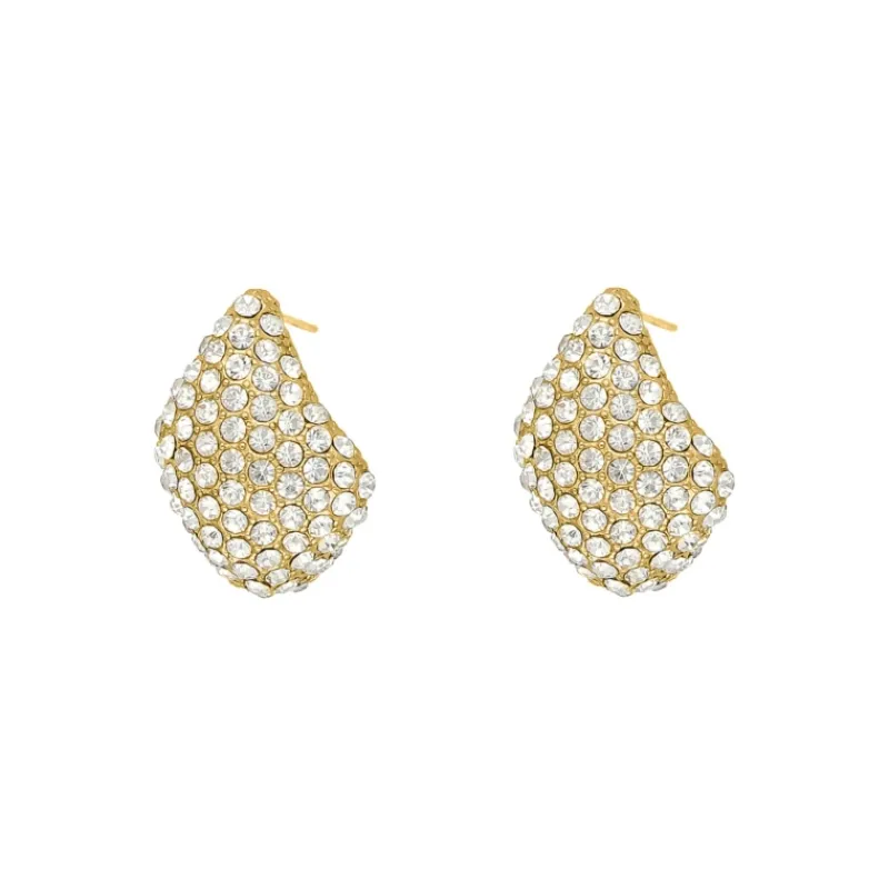 Finaste Chunky teardrop oorbellen met steentjes goudkleurig Fashion