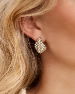 Finaste Chunky teardrop oorbellen met steentjes goudkleurig Fashion