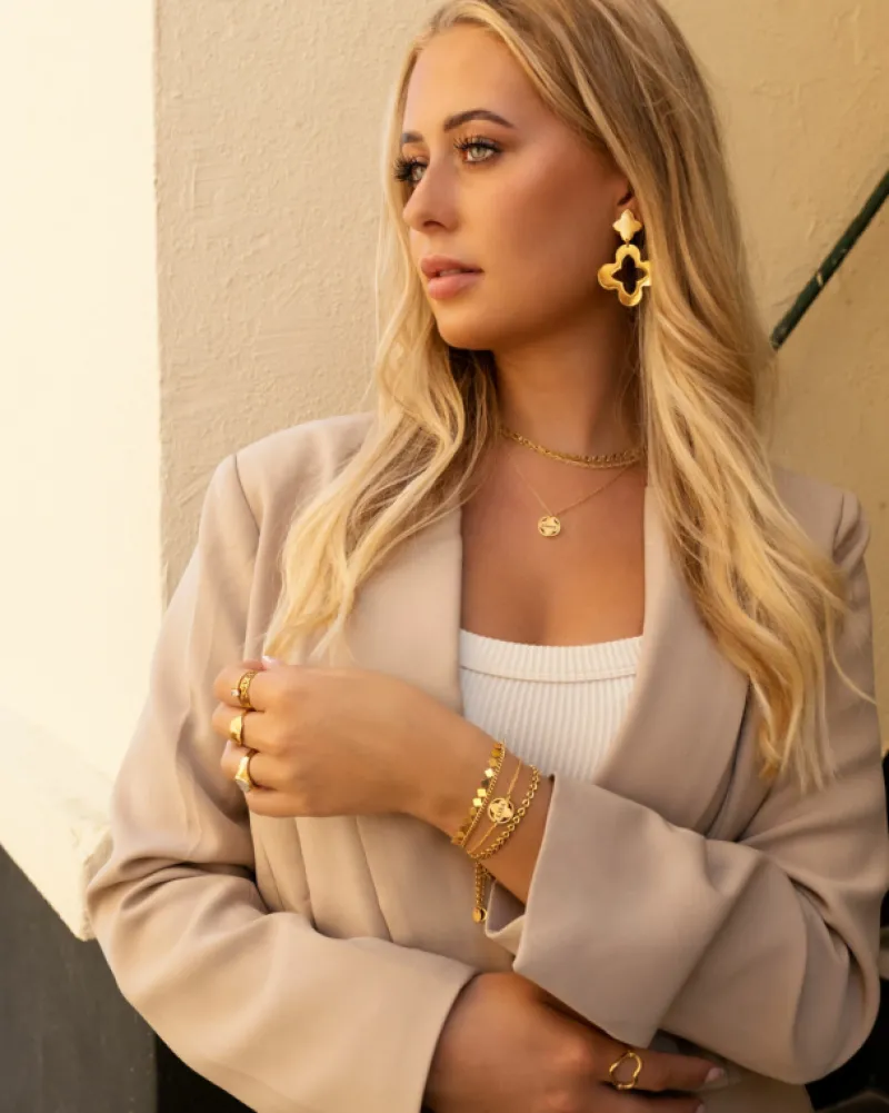 Finaste Clover armband graveren goudkleurig Online