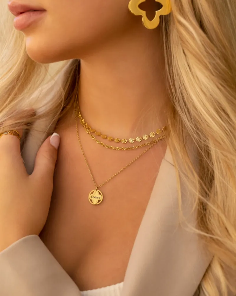 Finaste Clover ketting graveren goudkleurig Hot