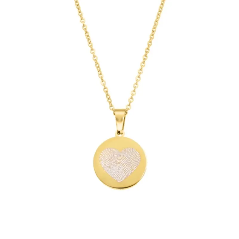 Finaste Coin ketting met vingerafdruk hartje goudkleurig Discount