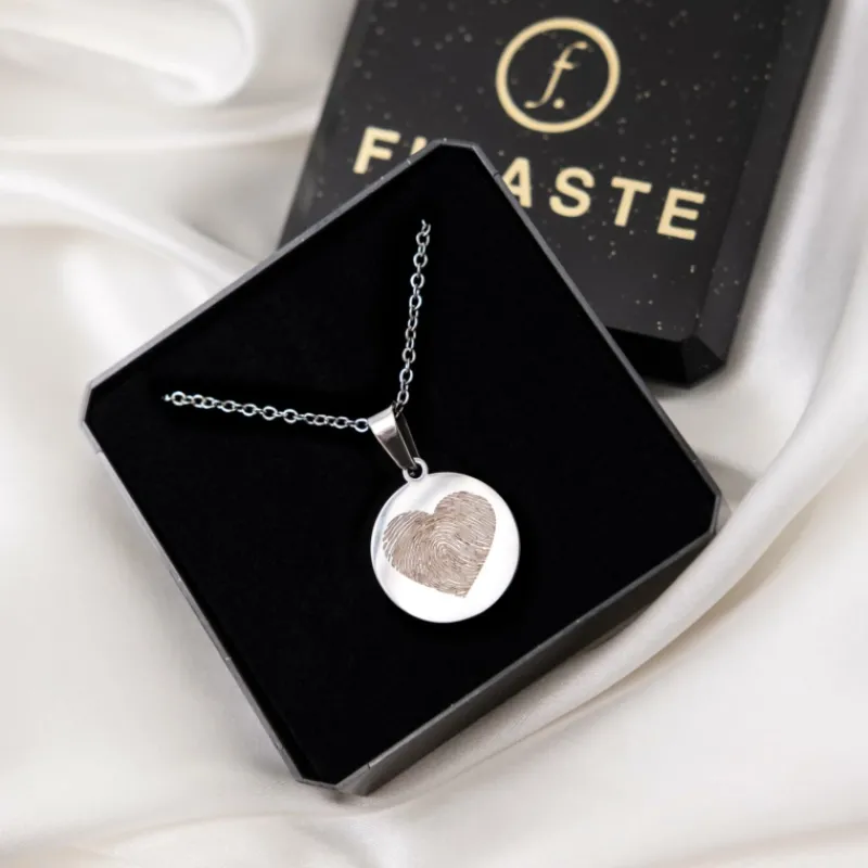 Finaste Coin ketting met vingerafdruk hartje Discount