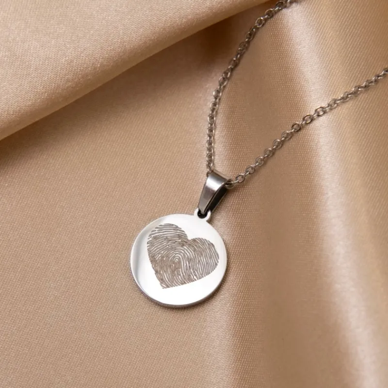 Finaste Coin ketting met vingerafdruk hartje Discount