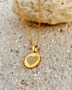 Finaste Coin ketting met vingerafdruk hartje goudkleurig Discount