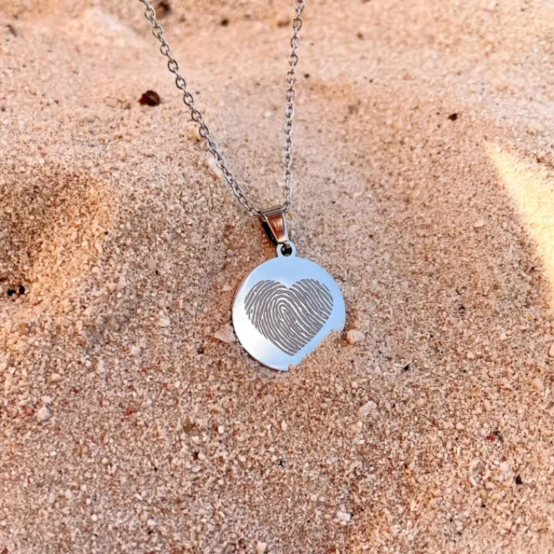 Finaste Coin ketting met vingerafdruk hartje Discount