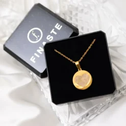 Finaste Coin ketting met vingerafdruk hartje goudkleurig Discount