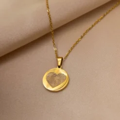 Finaste Coin ketting met vingerafdruk hartje goudkleurig Discount