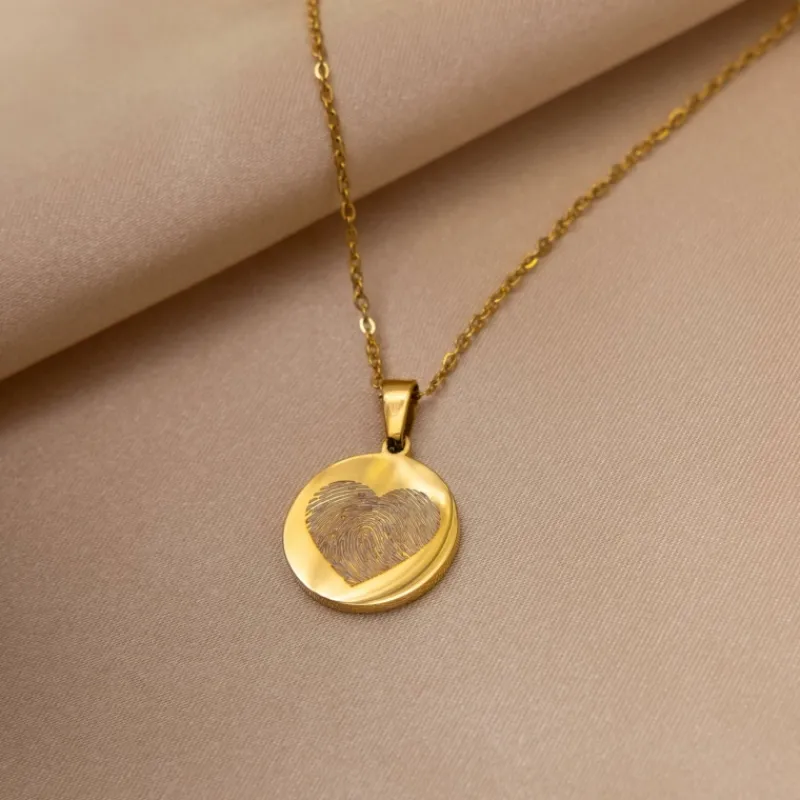 Finaste Coin ketting met vingerafdruk hartje goudkleurig Discount
