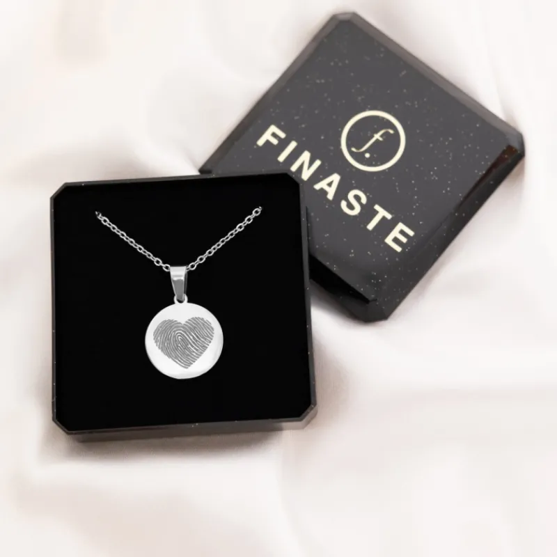 Finaste Coin ketting met vingerafdruk hartje Discount