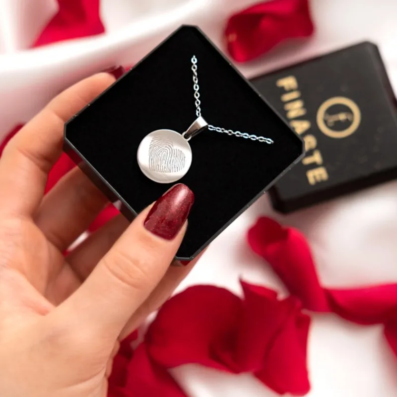 Finaste Coin ketting met vingerafdruk hartje Discount