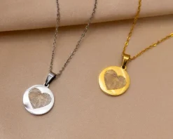 Finaste Coin ketting met vingerafdruk hartje goudkleurig Discount