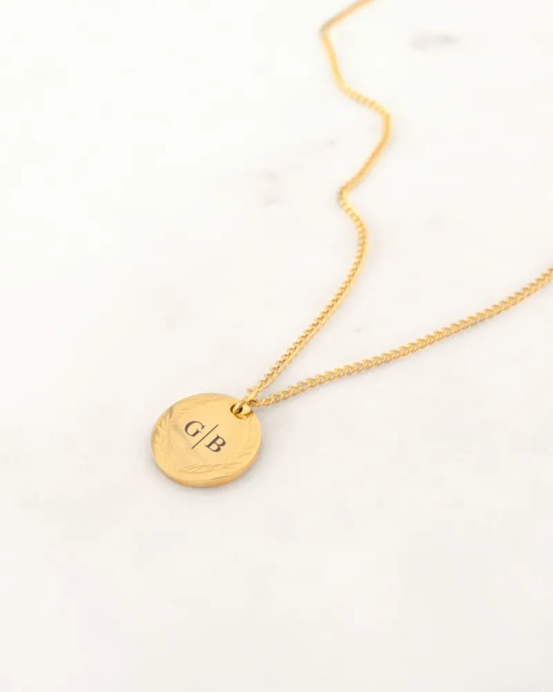 Finaste Coin necklace 2 initials goldplated Outlet