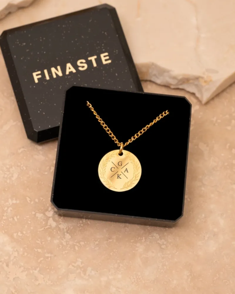 Finaste Coin necklace 4 initials goldplated Online
