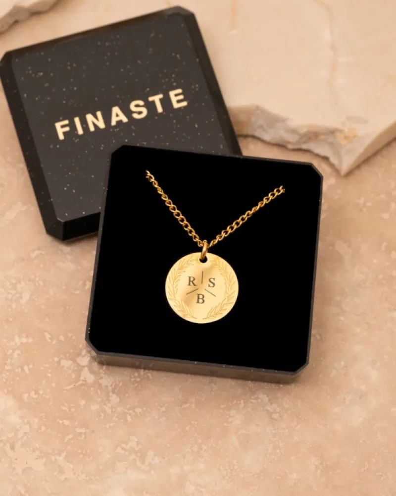 Finaste Coin necklace 3 initials goldplated Discount