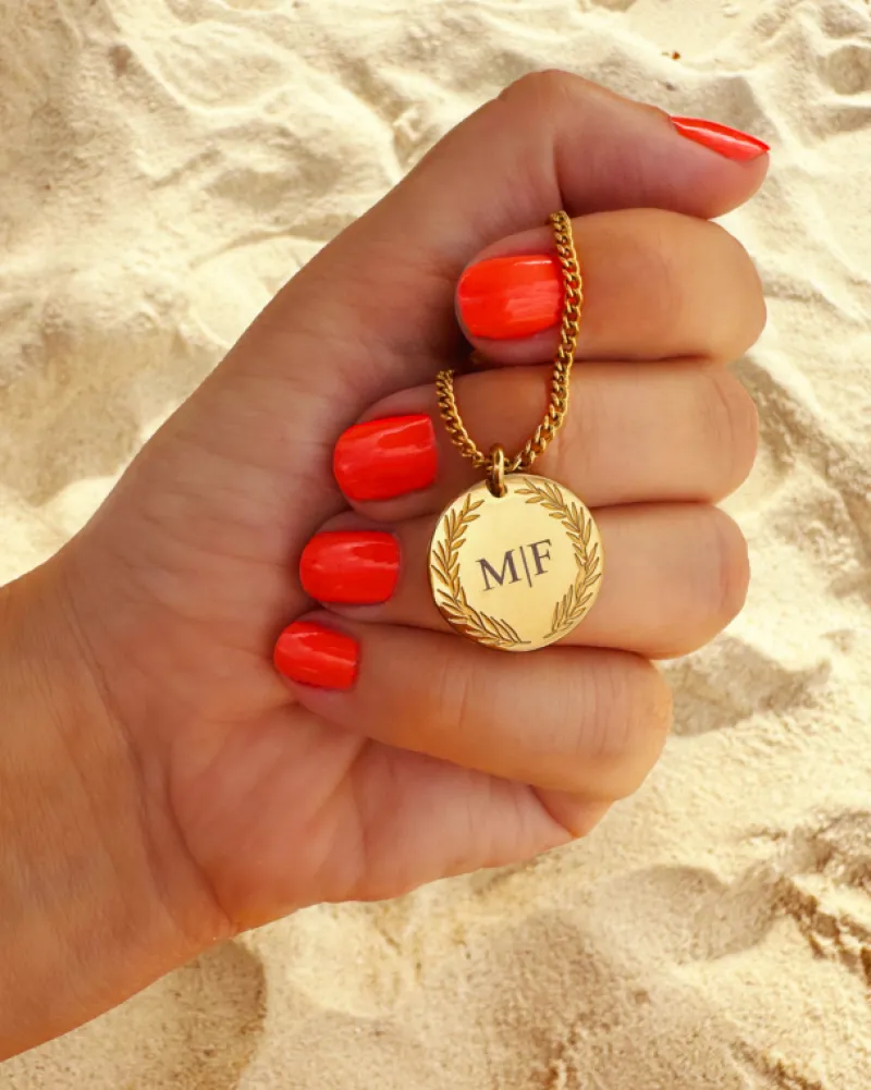 Finaste Coin necklace 2 initials goldplated Outlet