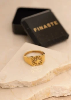Finaste Compass zegelring goudkleurig Online