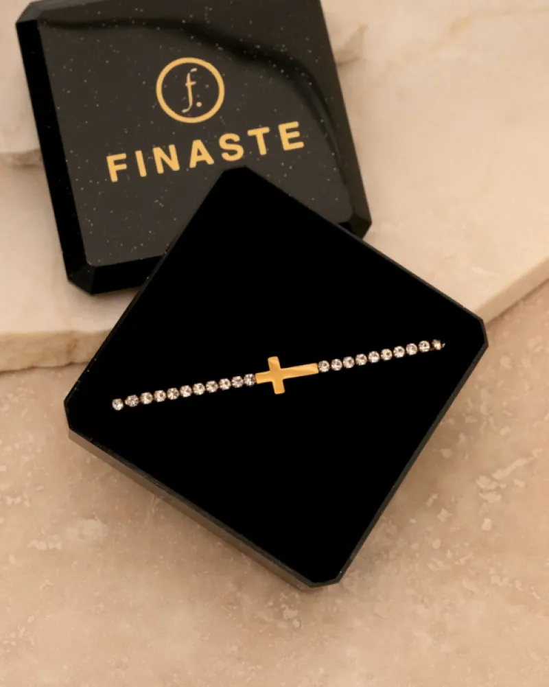 Finaste Cross & Tennis bracelet goldplated Clearance