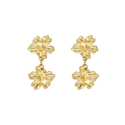 Finaste Double flower oorbellen goudkleurig Discount