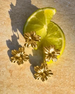 Finaste Double flower oorbellen goudkleurig Discount