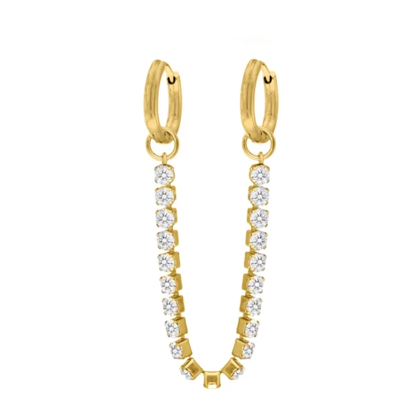 Finaste Double hoop tennis oorbel goud kleurig Fashion