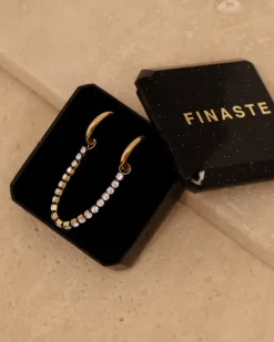 Finaste Double hoop tennis oorbel goud kleurig Fashion