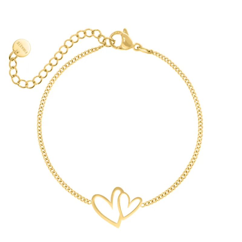 Finaste Double love heart bracelet goldplated New