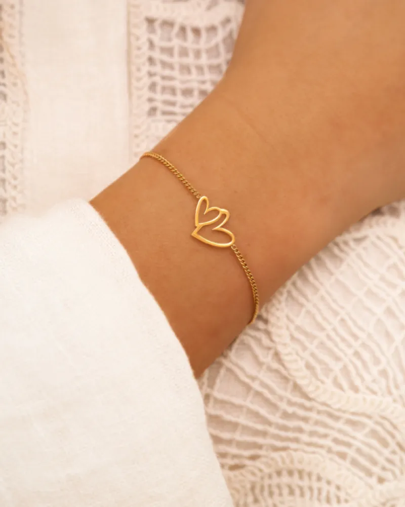 Finaste Double love heart bracelet goldplated New
