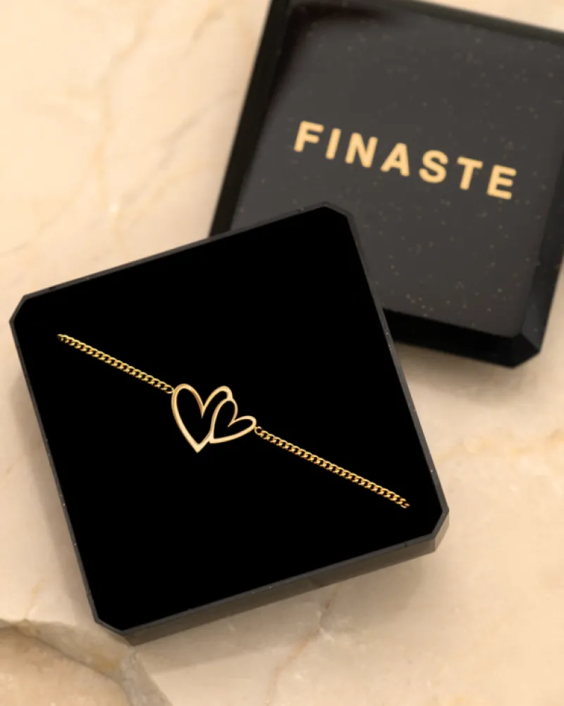 Finaste Double love heart bracelet goldplated New
