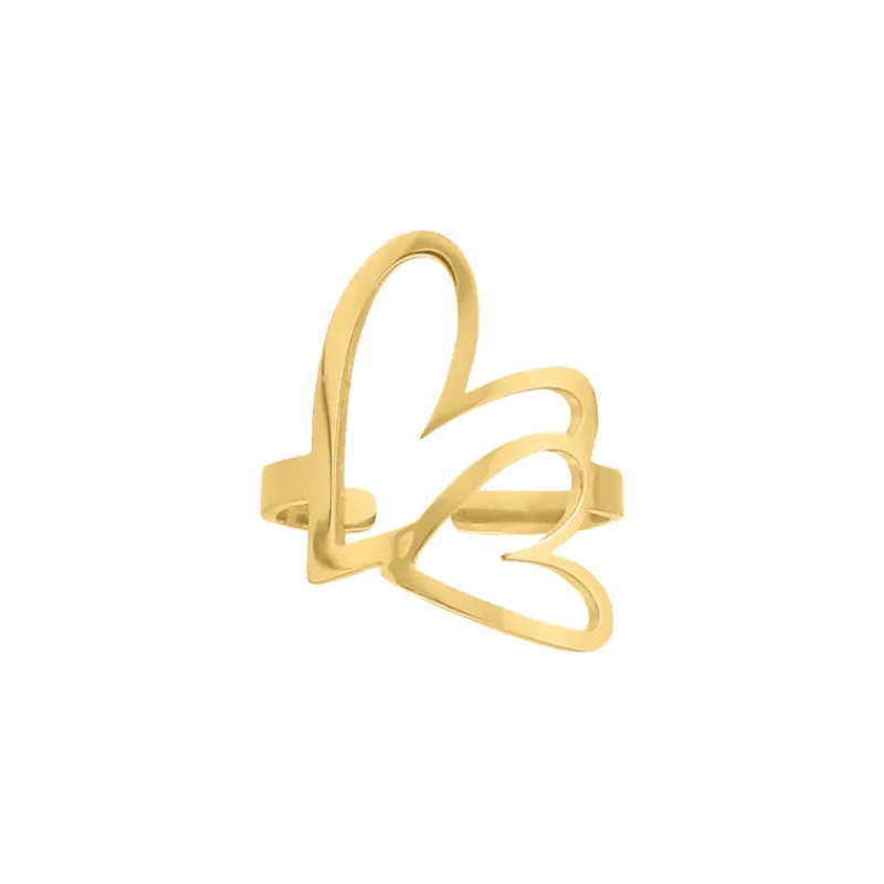Finaste Double love heart ring goldplated Online