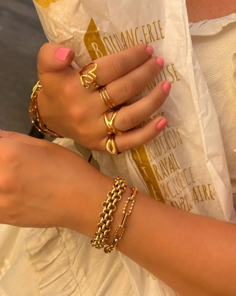 Finaste Double love heart ring goldplated Online