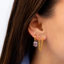 Finaste Double stud sparkle oorbel goudkleurig Discount
