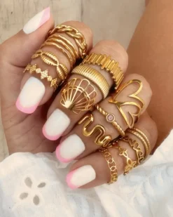 Finaste Dubbele gedraaide ring verstelbaar goudkleurig Clearance