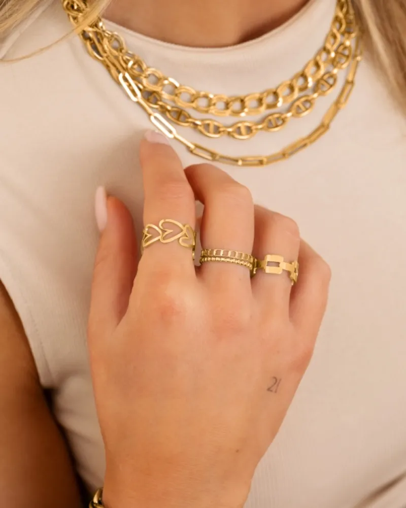 Finaste Dubbele ring chain & dots goudkleurig Discount