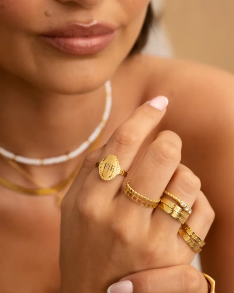 Finaste Dubbele ring chain & dots goudkleurig Discount