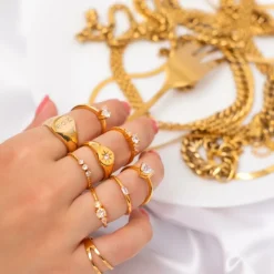 Finaste Dubbele Ring Verstelbaar Goud Kleurig Hot