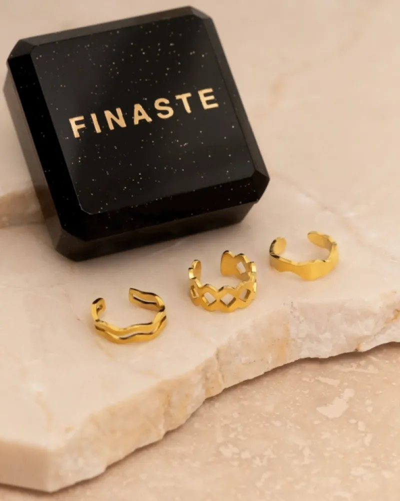 Finaste Ear cuff ruitjes goud kleurig Hot