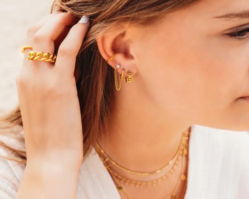 Finaste Ear cuff schakels kleur goud Outlet