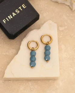 Finaste Earrings aqua stones goldplated Best