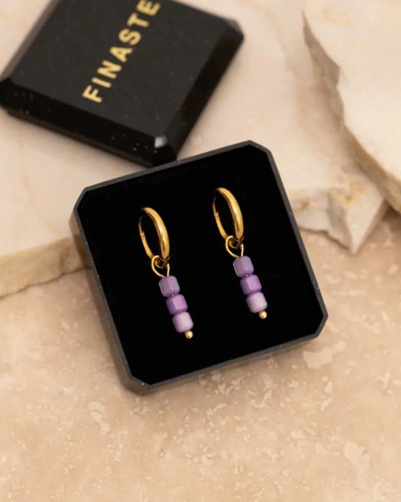Finaste Earrings purple stones goldplated Sale