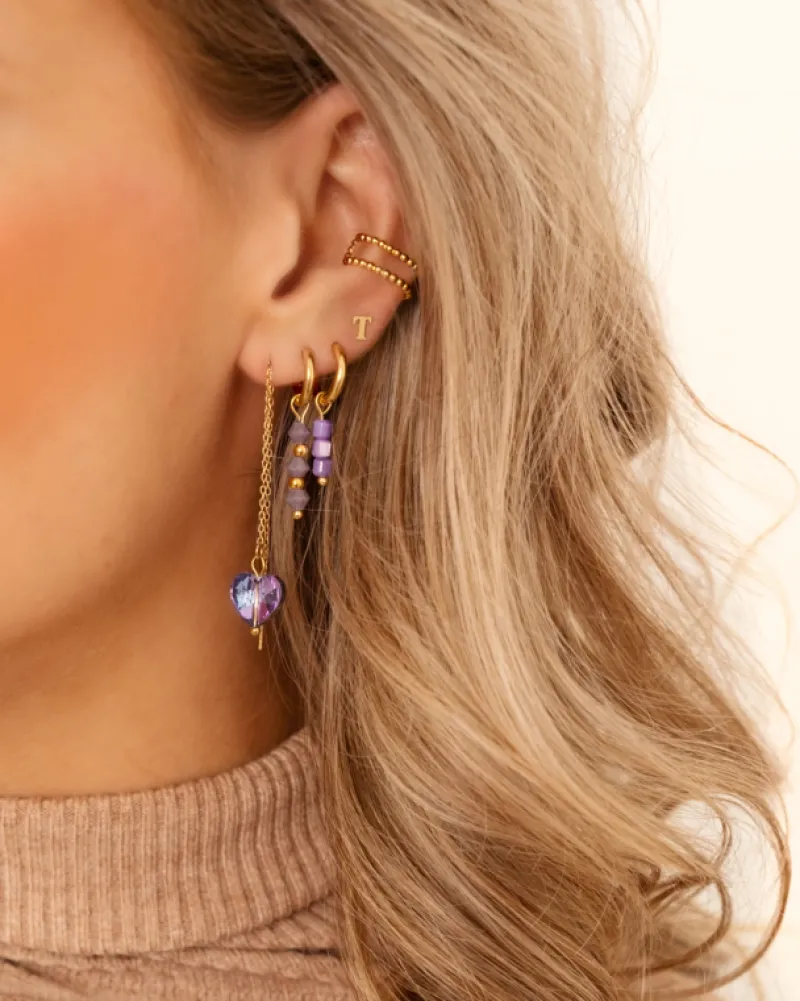 Finaste Earrings purple stones goldplated Sale