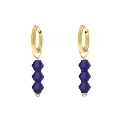 Finaste Earrings triple blue beads goldplated Discount
