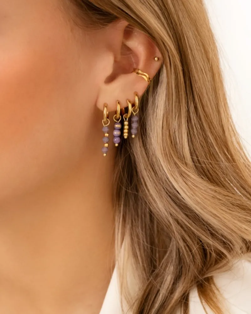 Finaste Earrings triple lila beads goldplated Clearance